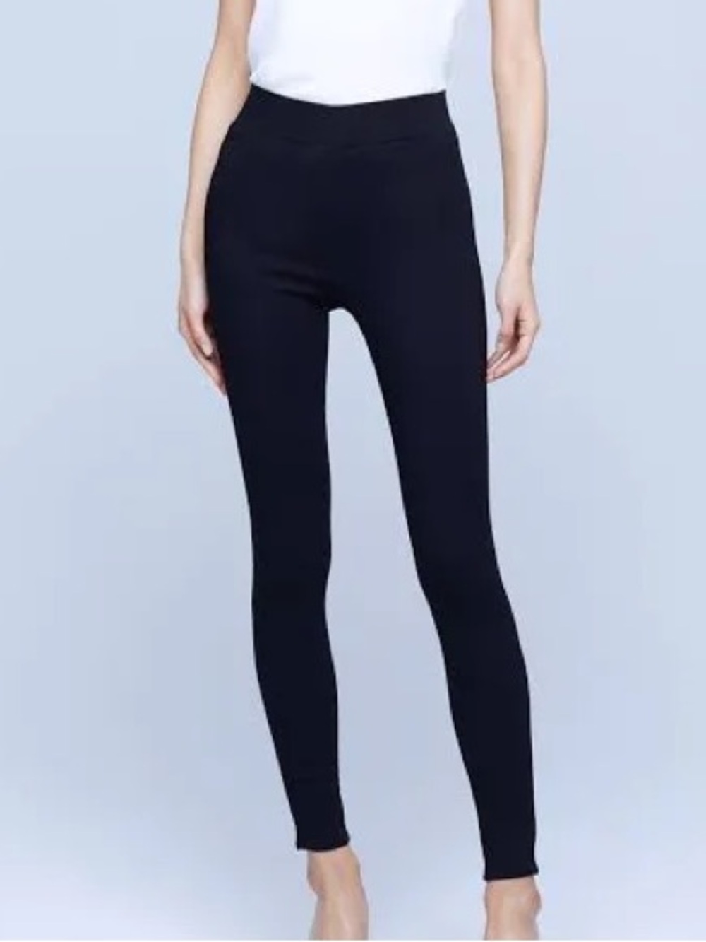 L'AGENCE Black High-Rise Trouser Pants Stretch 27 inch Inseam Sleek Look